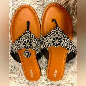 Billito Black Bling Sandals, size 11